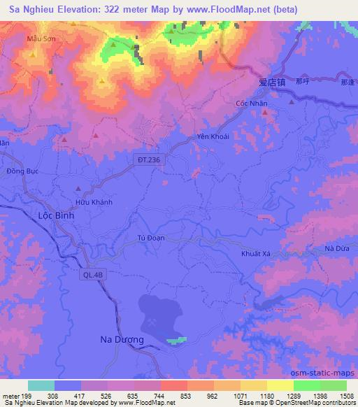 Sa Nghieu,Vietnam Elevation Map