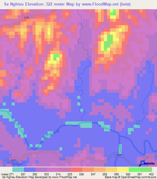 Sa Nghieu,Vietnam Elevation Map