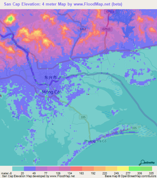 San Cap,Vietnam Elevation Map