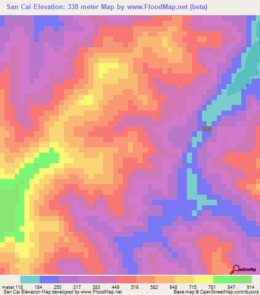 San Cai,Vietnam Elevation Map