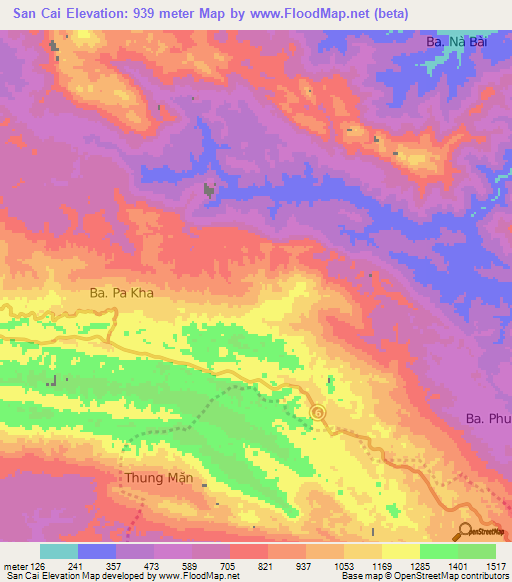 San Cai,Vietnam Elevation Map