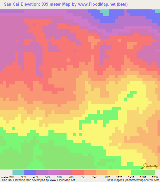 San Cai,Vietnam Elevation Map