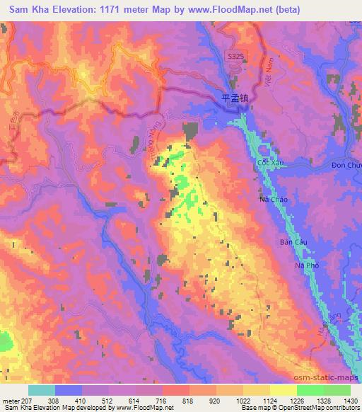 Sam Kha,Vietnam Elevation Map