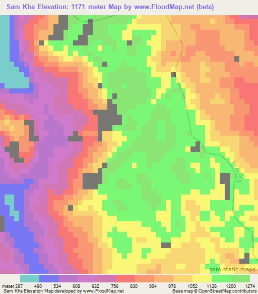 Sam Kha,Vietnam Elevation Map