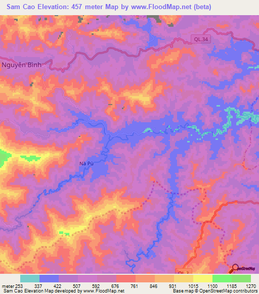 Sam Cao,Vietnam Elevation Map