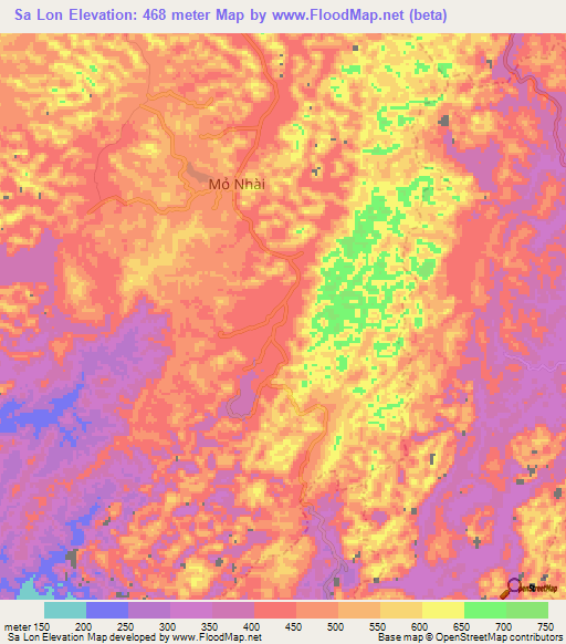 Sa Lon,Vietnam Elevation Map