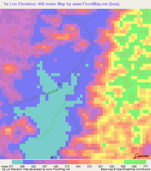 Sa Lon,Vietnam Elevation Map