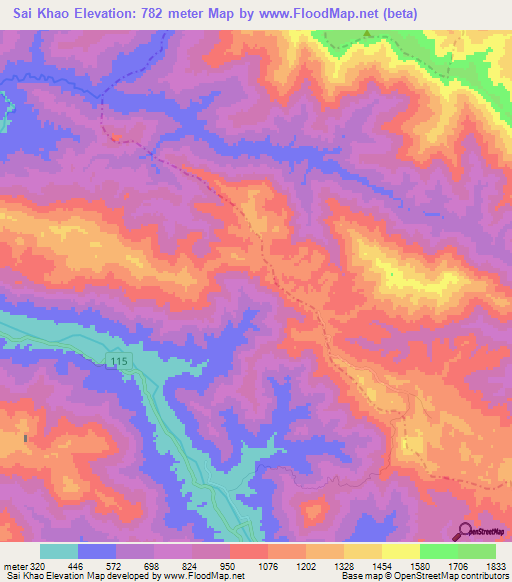 Sai Khao,Vietnam Elevation Map