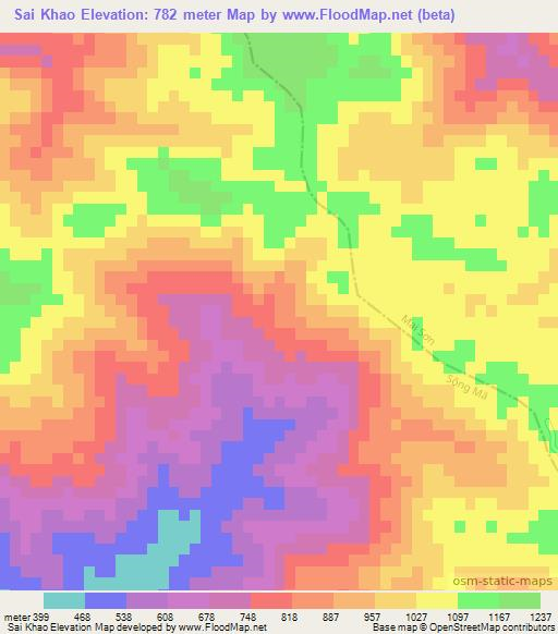 Sai Khao,Vietnam Elevation Map