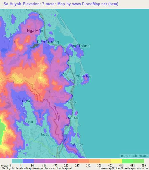 Sa Huynh,Vietnam Elevation Map