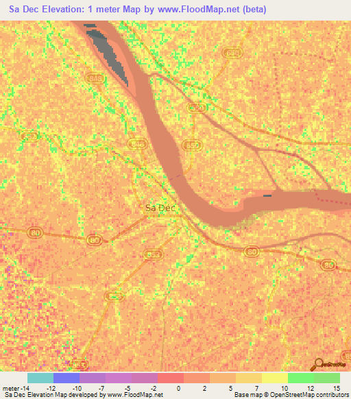 Sa Dec,Vietnam Elevation Map