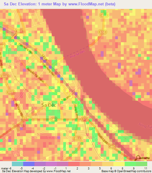 Sa Dec,Vietnam Elevation Map