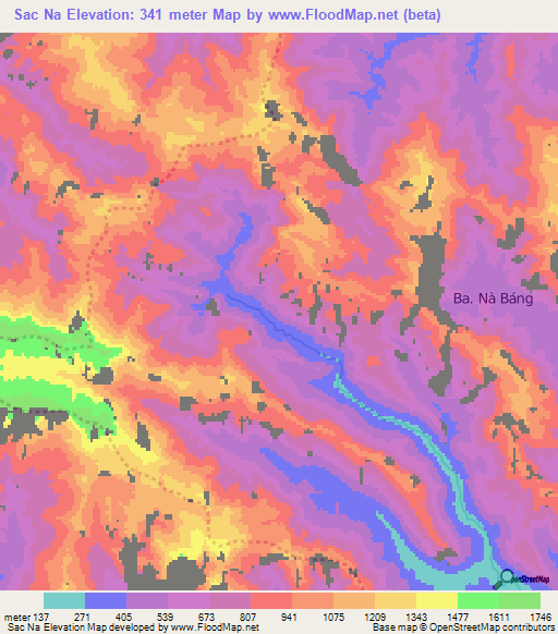 Sac Na,Vietnam Elevation Map