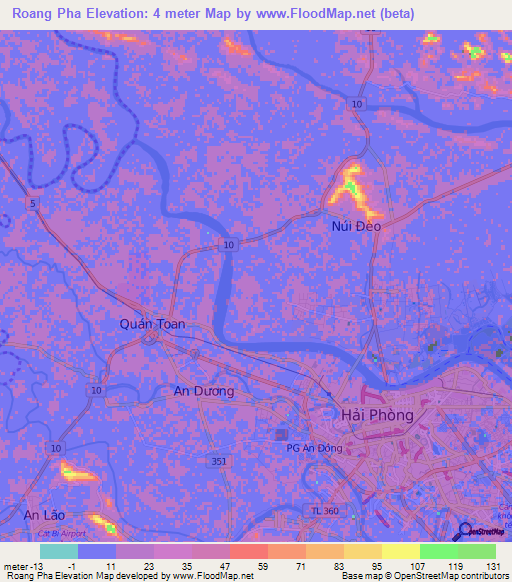 Roang Pha,Vietnam Elevation Map