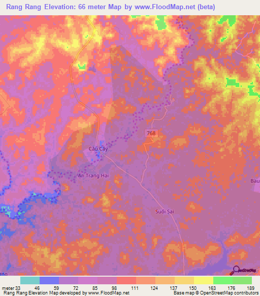 Rang Rang,Vietnam Elevation Map