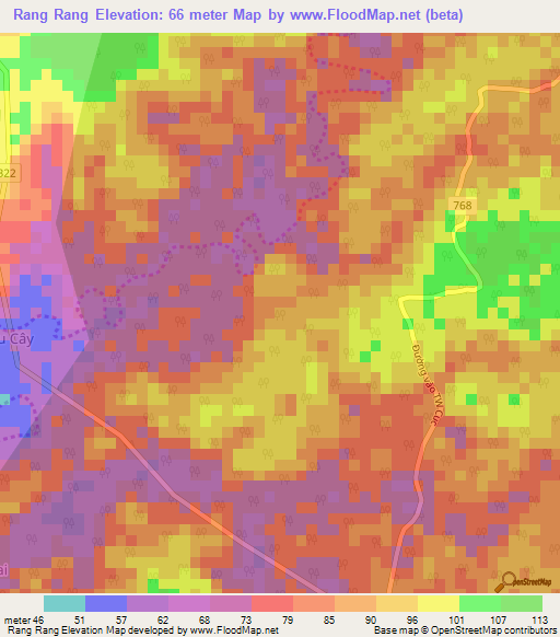 Rang Rang,Vietnam Elevation Map