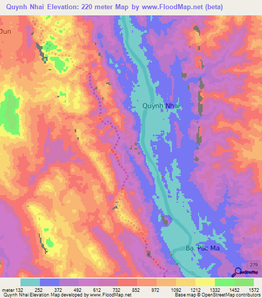 Quynh Nhai,Vietnam Elevation Map