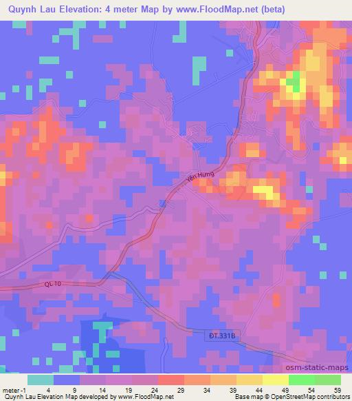 Quynh Lau,Vietnam Elevation Map