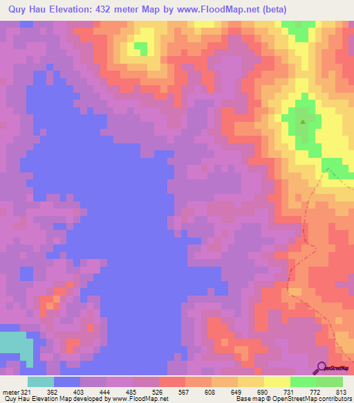 Quy Hau,Vietnam Elevation Map