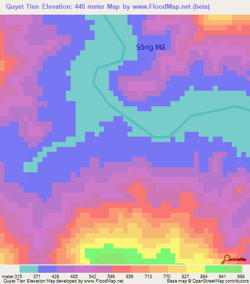 Quyet Tien,Vietnam Elevation Map