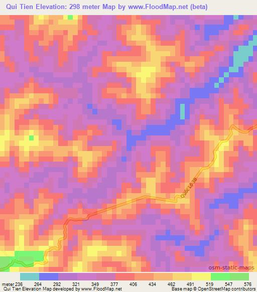 Qui Tien,Vietnam Elevation Map