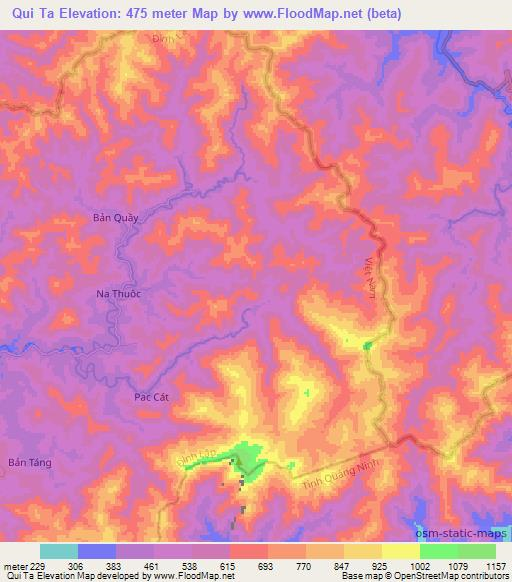 Qui Ta,Vietnam Elevation Map