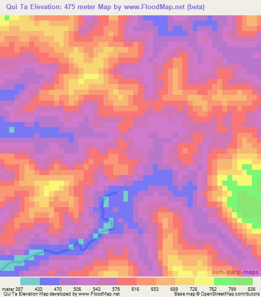 Qui Ta,Vietnam Elevation Map