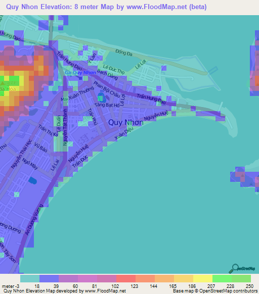 Quy Nhon,Vietnam Elevation Map