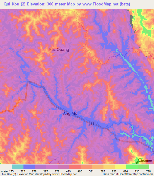 Qui Kou (2),Vietnam Elevation Map