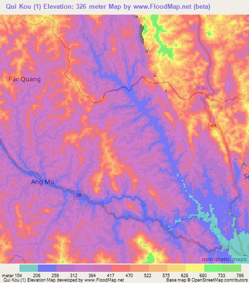 Qui Kou (1),Vietnam Elevation Map