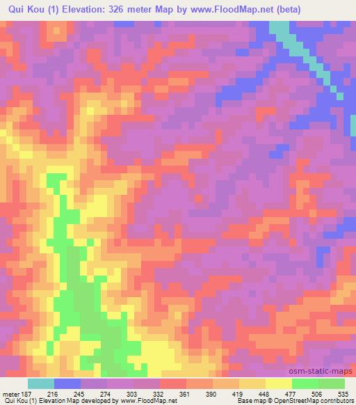 Qui Kou (1),Vietnam Elevation Map