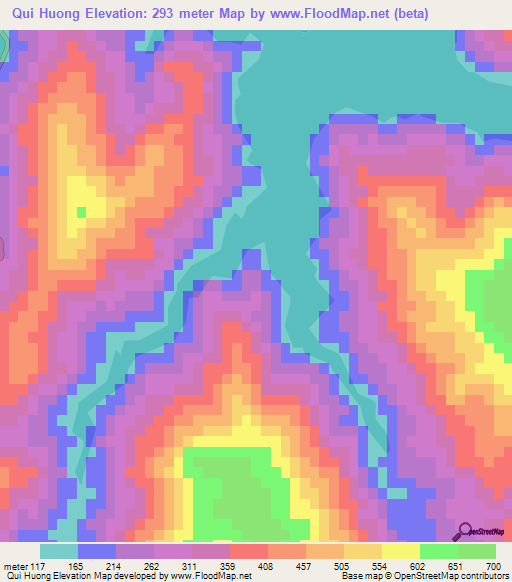 Qui Huong,Vietnam Elevation Map