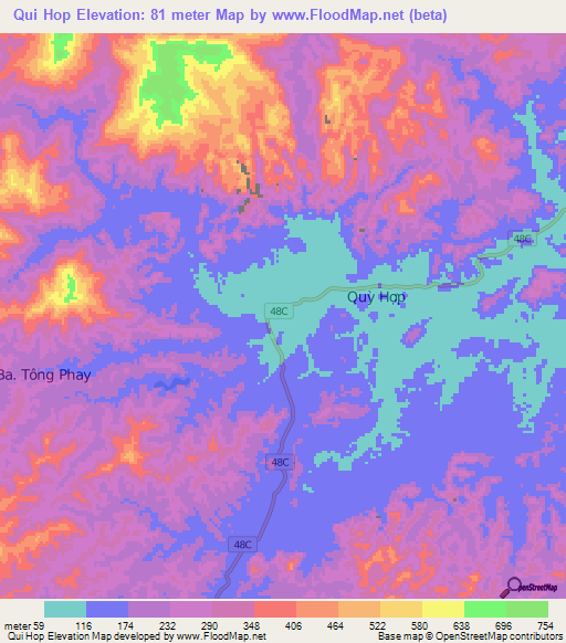 Qui Hop,Vietnam Elevation Map