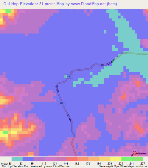 Qui Hop,Vietnam Elevation Map