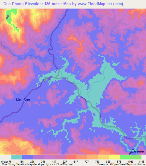 Que Phong,Vietnam Elevation Map