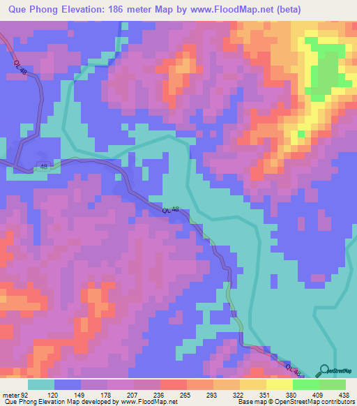 Que Phong,Vietnam Elevation Map