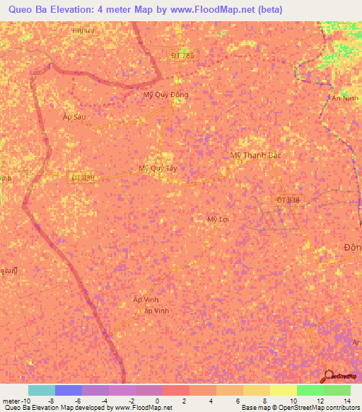 Queo Ba,Vietnam Elevation Map