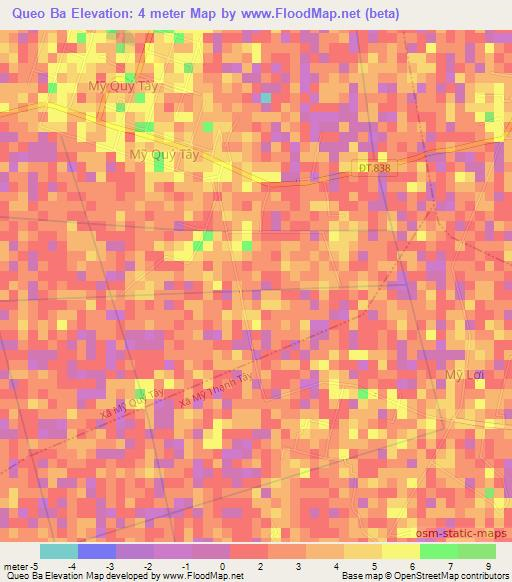 Queo Ba,Vietnam Elevation Map