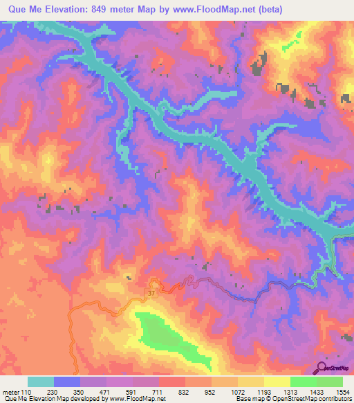 Que Me,Vietnam Elevation Map