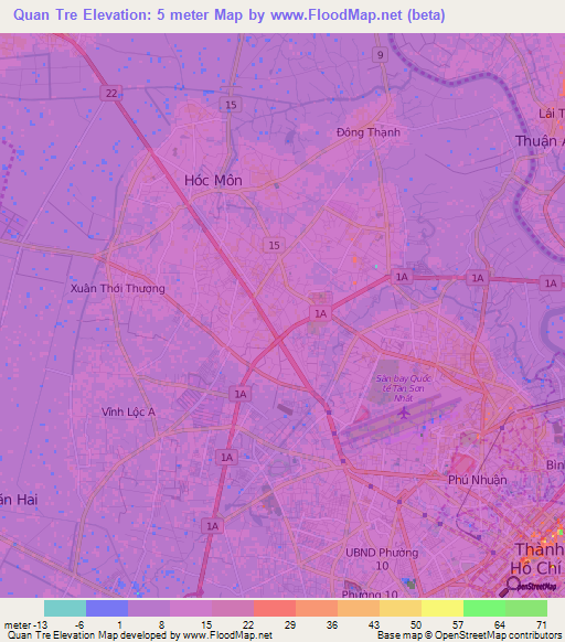 Quan Tre,Vietnam Elevation Map