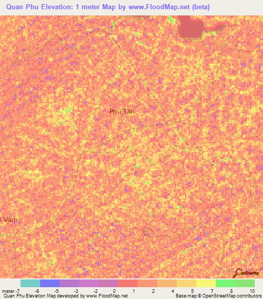 Quan Phu,Vietnam Elevation Map