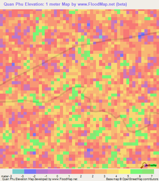 Quan Phu,Vietnam Elevation Map