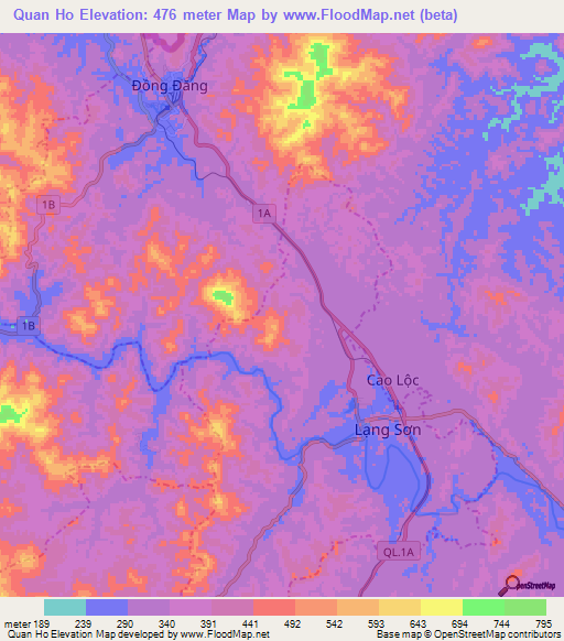 Quan Ho,Vietnam Elevation Map