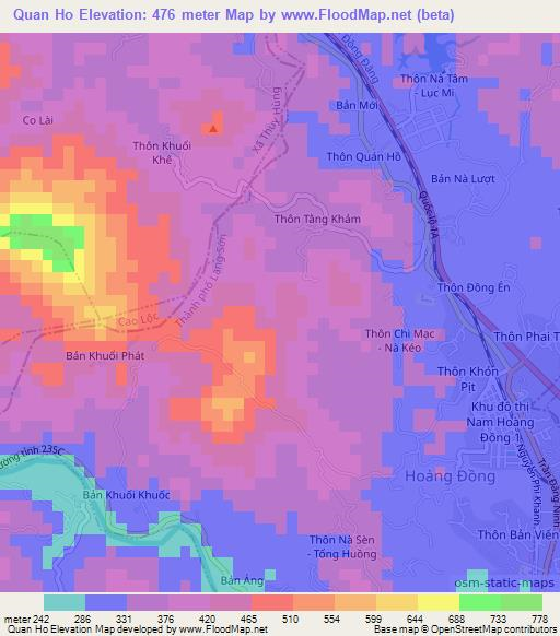 Quan Ho,Vietnam Elevation Map