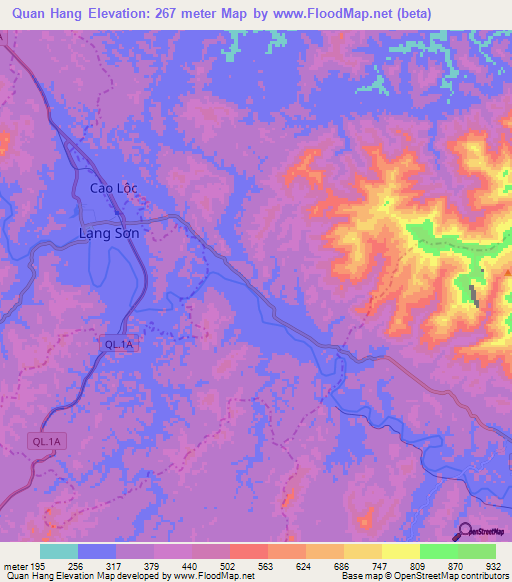 Quan Hang,Vietnam Elevation Map