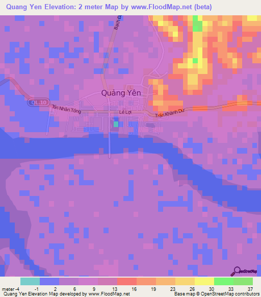 Quang Yen,Vietnam Elevation Map