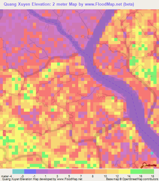 Quang Xuyen,Vietnam Elevation Map