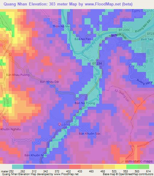 Quang Nhan,Vietnam Elevation Map