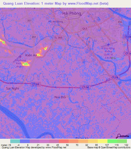 Quang Luan,Vietnam Elevation Map