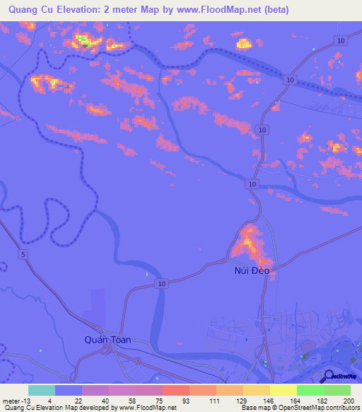 Quang Cu,Vietnam Elevation Map